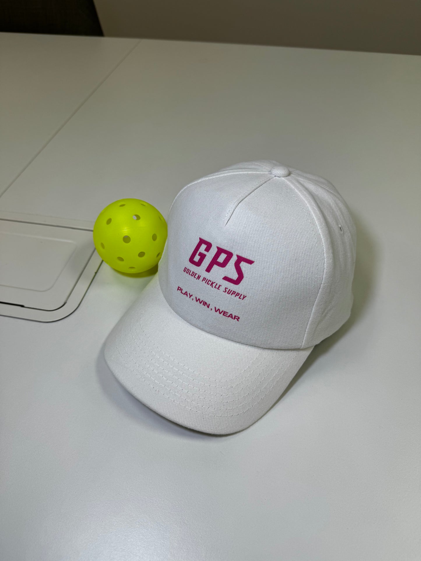 GPS White Baseball Cap